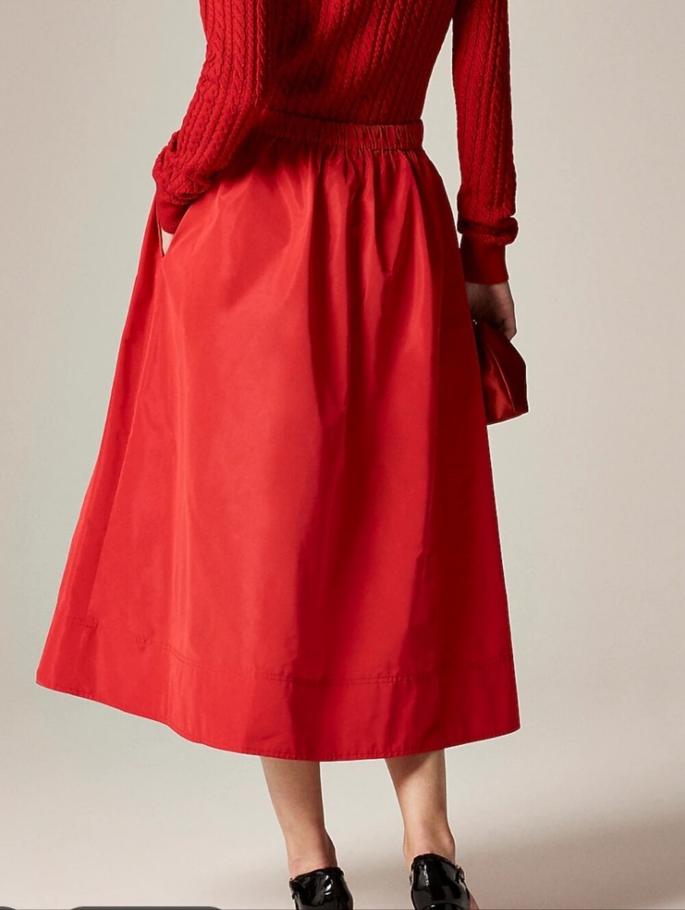 J Crew Midi ball skirt in taffeta CM773 NWT Size 12 Red With Pockets - Picture 3 of 7